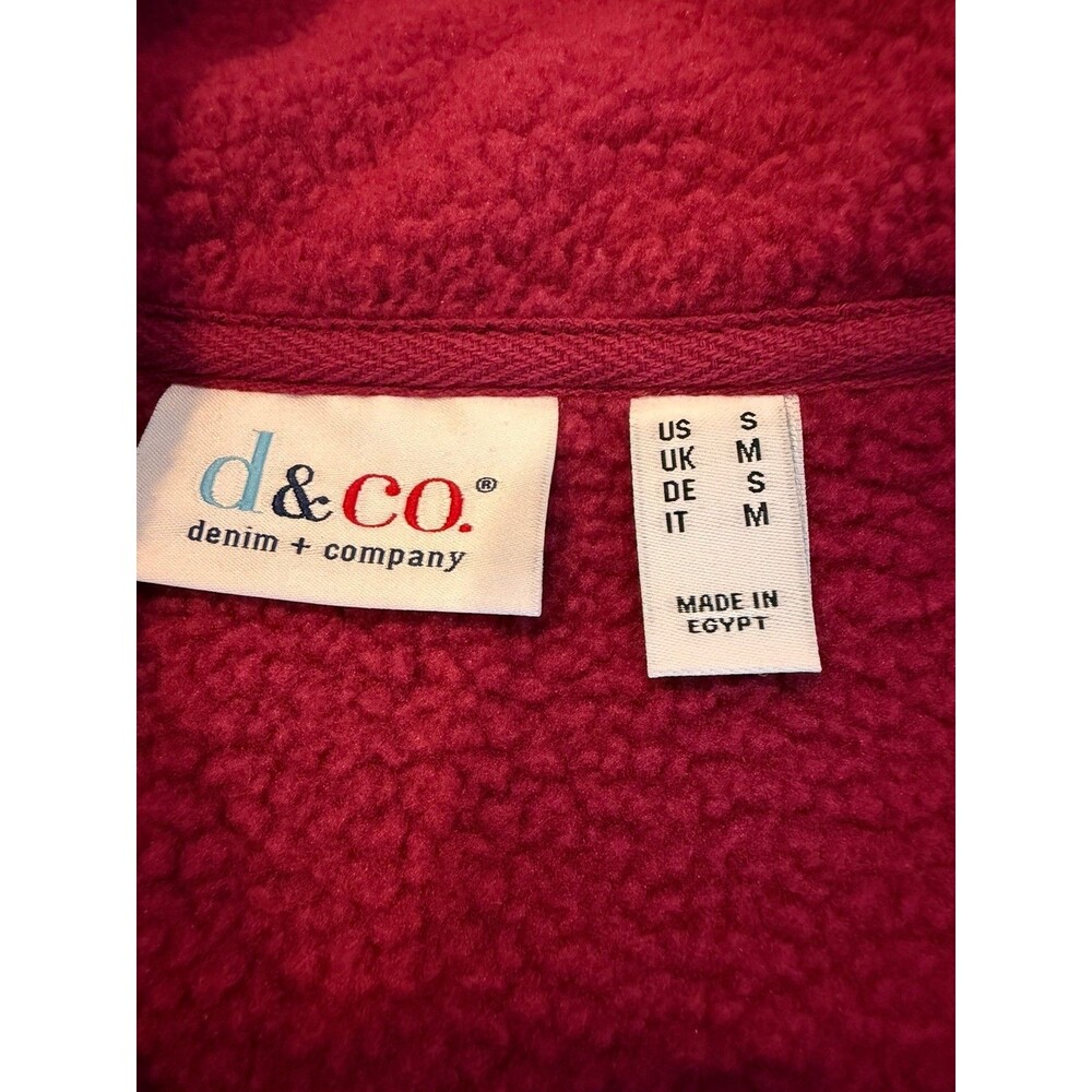 d&co. denim + company Women's Red Full Zip Button Mid-Length Jacket Lined M - Picture 2 of 4